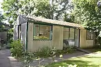 Example of asbestos cement siding and lining on a post-war temporary house in Yardley, Birmingham.  Nearly 40,000 of these structures were built between 1946 and 1949 to house families