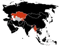 Cases of the A(H1N1) virus in Asia:&nbsp;&nbsp;Deaths&nbsp;&nbsp;Confirmed cases&nbsp;&nbsp;Suspected cases&nbsp;&nbsp;No reported cases