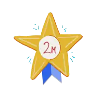 A gold star with the number 2,000,000