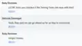 "Three Gerrit comments. Ruby: LGTM. Have you checked if the Testing Team are okay with this? Deborah: Yeah, they said we can go ahead as far as they’re concerned. Ruby: Alright, thanks."