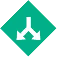 A decision point with a three-way split