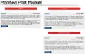 A mockup showing three states of a modified Post