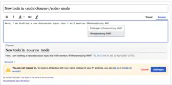 A screenshot showing the New Discussion Tool's new Souce mode.