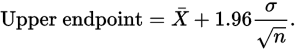 mean plus 1.96 times stdev over sqrt(n)
