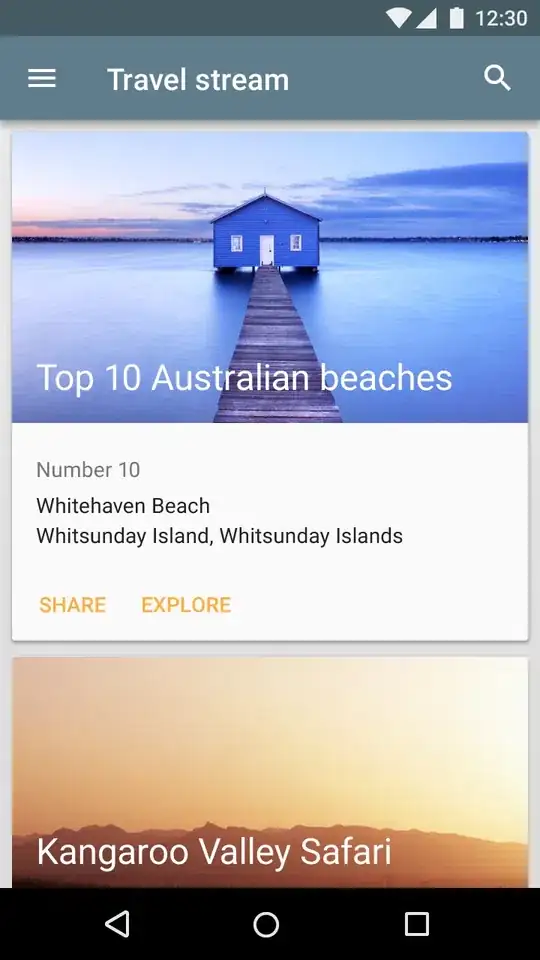 Rich media header from google material design specification