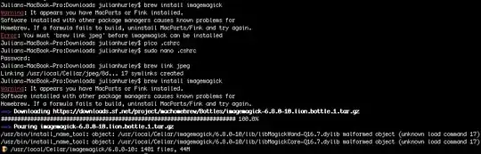 terminal screenshot showing imagemagick installation errors