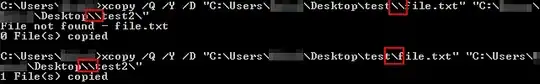 Current script output