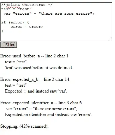 sample JSLint output from wrapper code