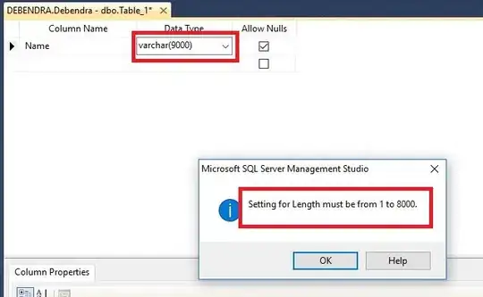 Screenshot of actual diff
