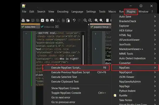 Running NppExec Plugin