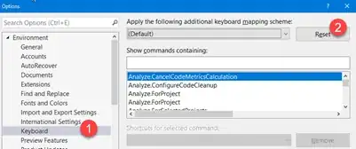 View of the options dialog