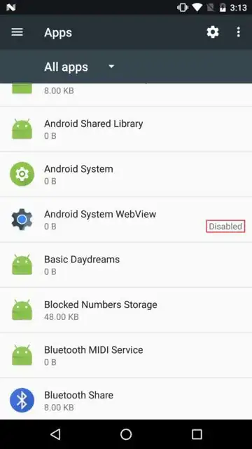 WebView disabled