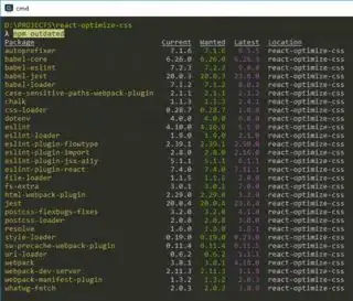 npm outdated