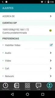Settings list