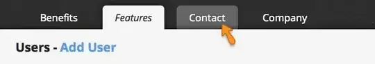 shadowed tab with hover state