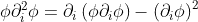 \phi \partial_i^2 \phi = \partial_i \left( \phi \partial_i \phi \right) - \left(\partial_i \phi \right)^2