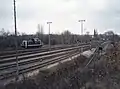 Östliches Gleisvorfeld mit Lok der DB-Baureihe V&nbsp;60, 1986