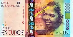 2000 CVE, 2014 (Vorderseite), Cesária Évora (Sängerin)