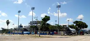 Außenansicht des Lockhart Stadium in Fort Lauderdale (April 2008)
