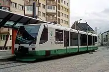 Regio­Sprin­ter der Vogt­land­bahn an der End­hal­te­stel­le Zwi­ckau-Zent­rum