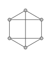 Ein kubischen Graph mit 6 Knoten.