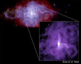 Röntgenaufnahme des Pulsarwindnebels 3C&nbsp;58 vom Weltraumteleskop Chandra.
