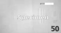 Rückseite bei 1000&nbsp;nm: Bis auf die 50 unten rechts und die Seriennummer oben rechts sind alle Farben verschwunden. Die Wasserzeichen sind gut erkennbar.