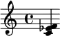 \relative c' { <c es f> }