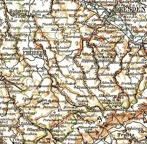 Lage der Amtshauptmannschaft Dippoldiswalde 1905