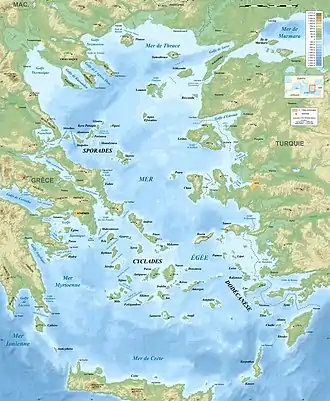 Lage des Kretischen Meeres (Mer de Créte)