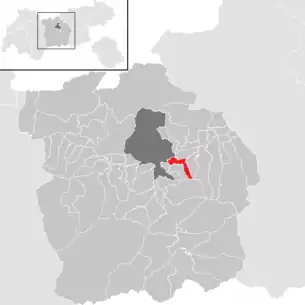 Lage der Gemeinde Aldrans im Bezirk Innsbruck-Land (anklickbare Karte)