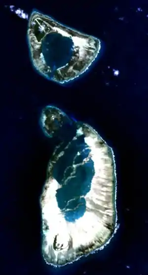 NASA-Satellitenbild des Alphonse-Atolls und des südlich benachbarten Saint-François-Atolls