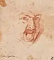 Kopf eines schreienden Kriegers, zeichnung, 1640, Kunsthalle Bremen