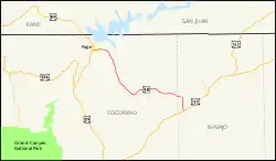 Karte der Arizona State Route 98