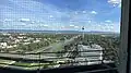 Ausblick aus dem Collini-Wohnturm Richtung Heidelberg und Odenwald im September 2023