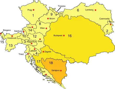Österreich-Ungarn im 20.&nbsp;Jahrhundert – Ungarische Krone: 16.&nbsp;Kgr.&nbsp;Ungarn, 17.&nbsp;Kgr.&nbsp;Kroatien und Slawonien (Kronland)