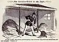 Preußen misten den Augias-Bund aus, d.&nbsp;h. Schlacht bei Königgrätz, der Beginn Mainfeldzuges und Einnahme Frankfurts, das Blatt bezieht sich auf Caroline von Hessen-Homburg Kladderadatsch 15. Juli 1866