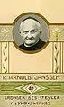 Hl. Arnold Janssen, Rasterdruck 1938 mit Berührungsreliquie, Format 7 × 11 cm