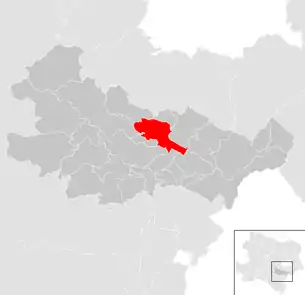 Lage der Gemeinde Baden (Niederösterreich) im Bezirk Baden (anklickbare Karte)