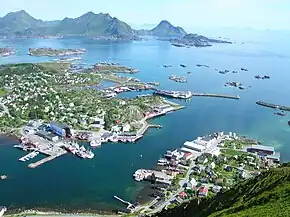 Blick auf Ballstad von Vestvågøya aus