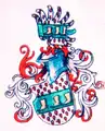 Das Wappen derer von Barfus mit Stechhelm