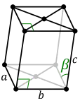 Monoklin basiszentriertes Gitter: mC&nbsp;(mA,&nbsp;mB)