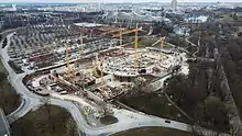 Die Baustelle des SAP Garden Anfang März 2022