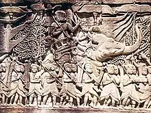 Relief, Kriegszug der Khmer (Bayon)