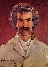 FrontalansichtJames Carroll Beckwith: Porträt des Mark Twain, 1890