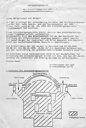 Informationsblatt der Grenztruppen der DDR: Öffnung des Brandenburger Tores