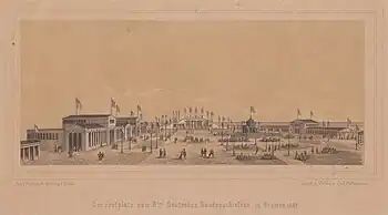 Der Festplatz des Bundesschießens. Lithographie, Bremen 1865 (Focke-Museum Bremen)