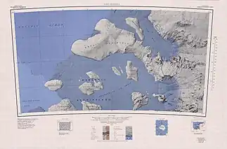 Kartenblatt Guest Peninsula von 1969 (Neuauflage 1988), Balchen Glacier im nordöstlichen Viertel
