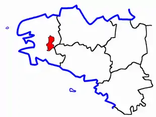 Lage des Kantons Châteauneuf-du-Faou in der Bretagne