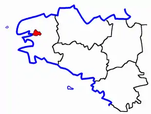 Lage des Kantons Daoulas in der Bretagne